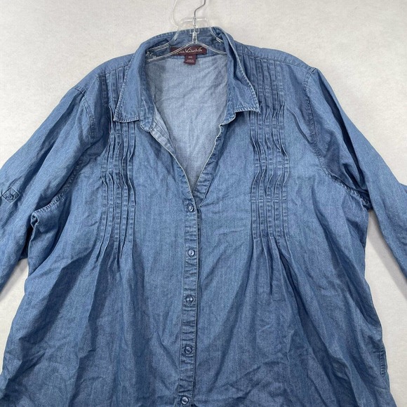 Womens Size XXL Gloria Vanderbilt Cotton & Lyocell Chambray Button Down Shirt‎ - Picture 6 of 15